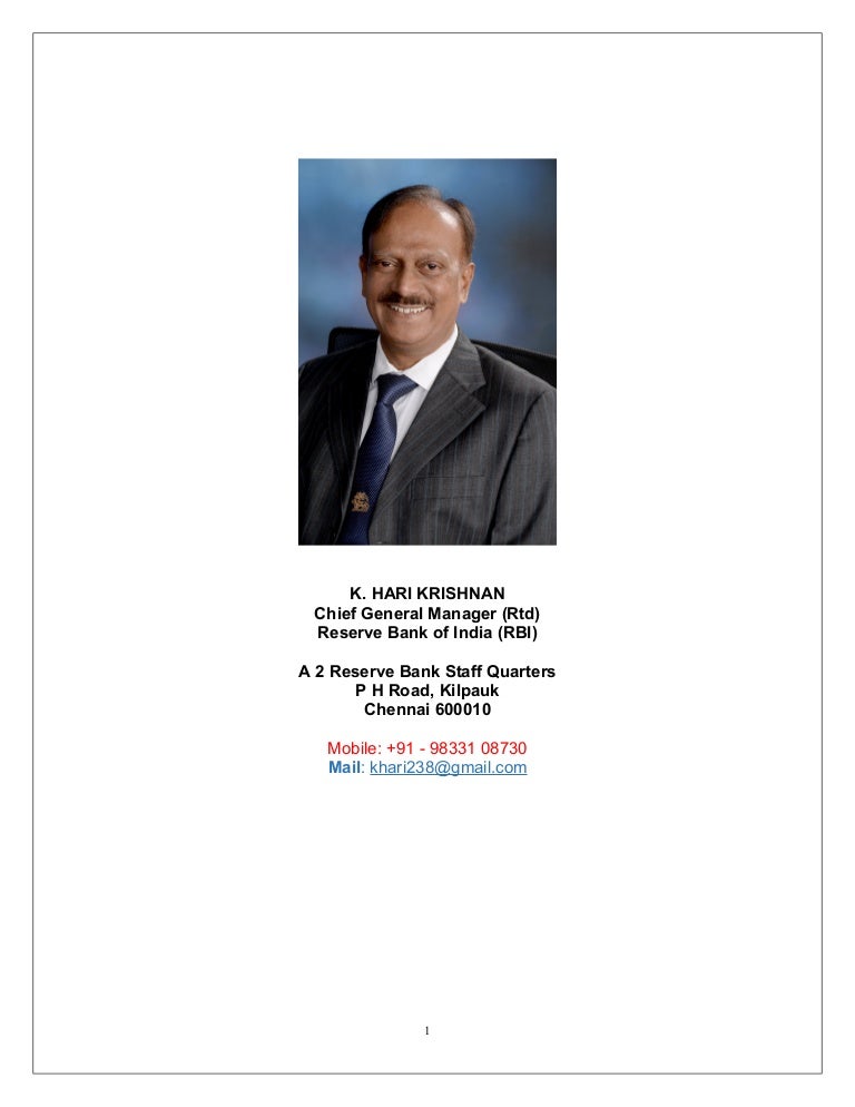Cv For Central Banks