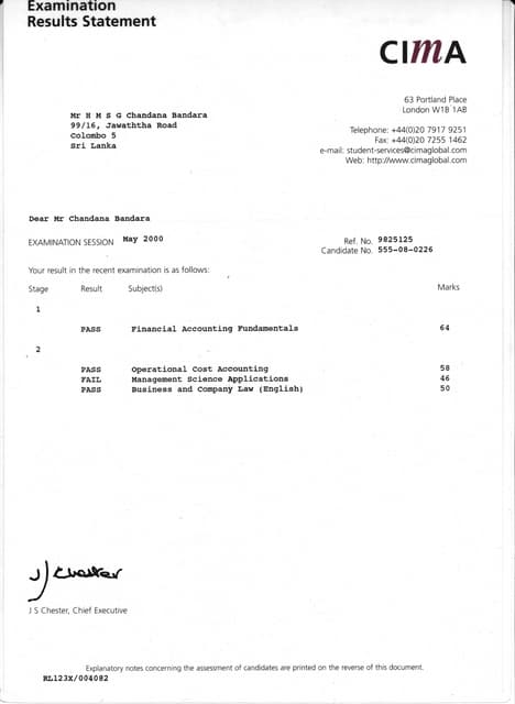CIMA- Stage One Certificate | PDF
