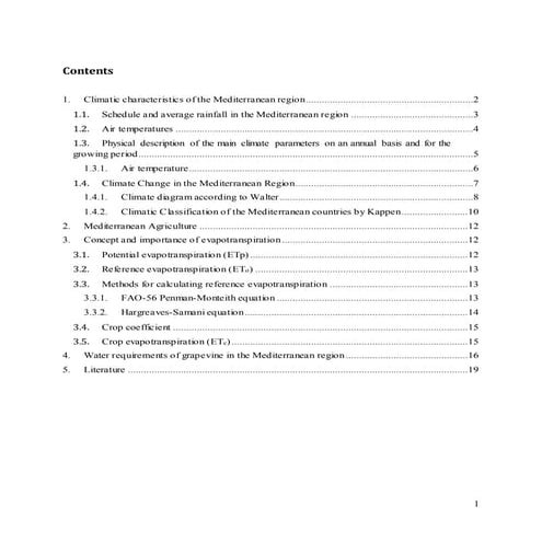 Climatic characteristics and water requirements of grapevine in the Mediterra...