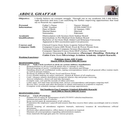 Abdul Ghaffar CV