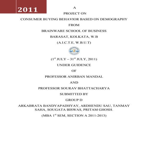 CONSUMER BUYING BEHAVIOR BASED ON DEMOGRAPHY