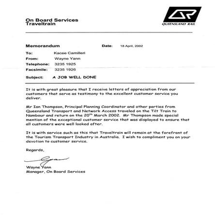QR Job well done letter 2002