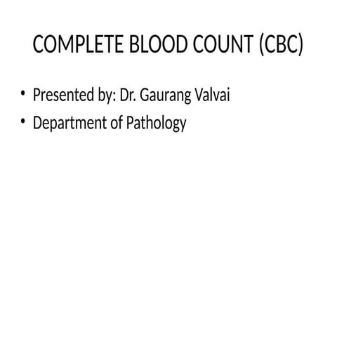 Comprehensive Overview of Complete Blood Count (CBC) in Medical ...