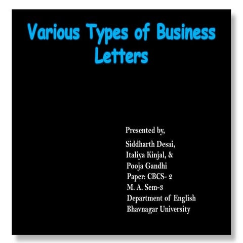Various types of Business Letters
