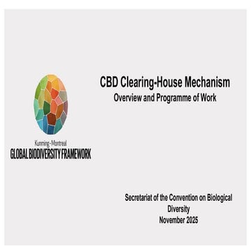 UN CBD Clearing-House Mechanism: Overview and Programme of Work