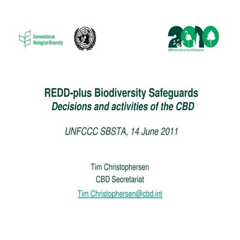 Cbd introduction redd plus biodiversity safeguards