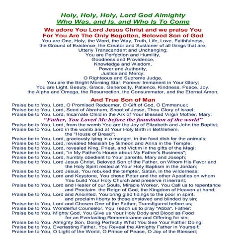 Glory and Praise to our God