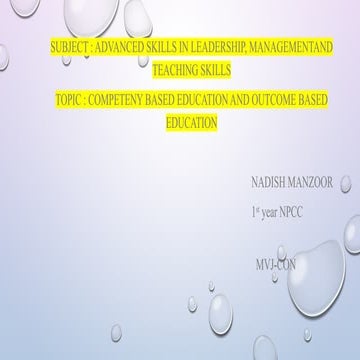 Competency based education and outcomes based education