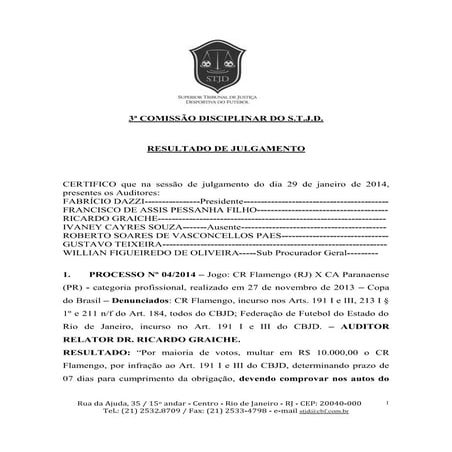 Julgamento do Botafogo-PB no STJD - Jan/2014