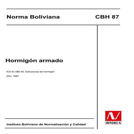 CODIGO BOLIVIANO DEL HORMIGON Cbh 87