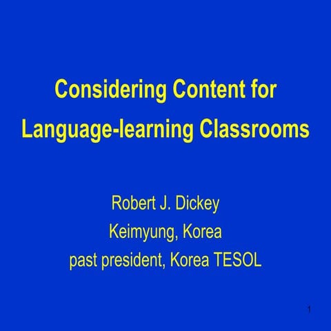 Content-based Instruction (CBI) in TESOL