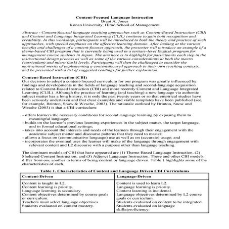 Content-Focused Language Instruction - Handout 2014