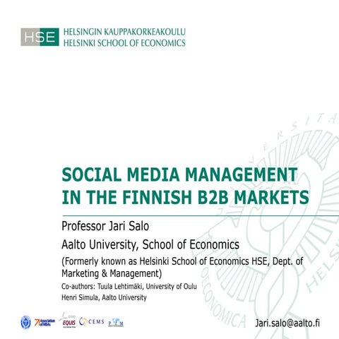 Salo CBIM 2010 social media in industrial marketing