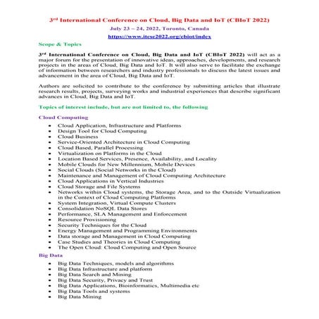 Call for Papers - 6th International Conference on Cloud, Big Data and ...
