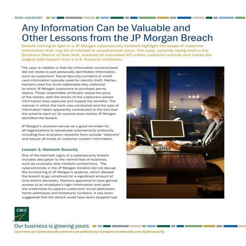 Any Information Can be Valuable and Other Lessons from the JP Morgan Breach