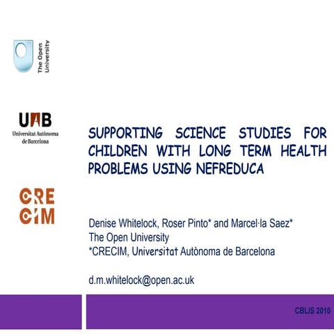 Supporting Science Studies for children with long term health problems using ...