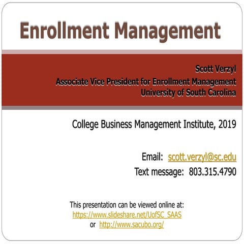 Enrollment Management, Scott Verzyl, CBMI 2019 