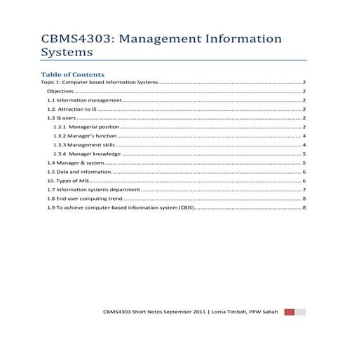 CBMS4303 Topic 1 Short Notes (Open University Malaysia)