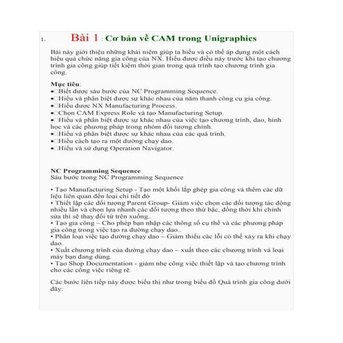 Cơ bản về CAM Cơ bản về CAM trong Unigraphics