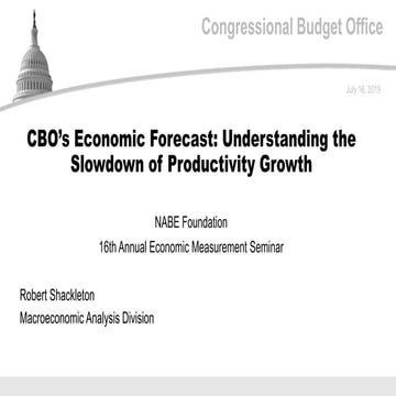 CBO’s Economic Forecast: Understanding Productivity Growth | PDF