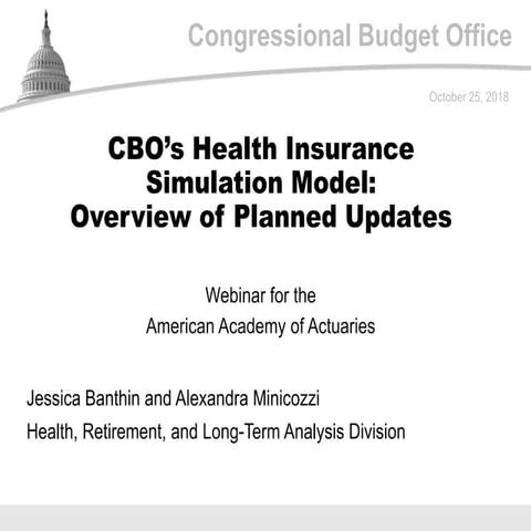 CBO’s Health Insurance Simulation Model: Overview of Planned Updates