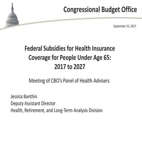 CBO’s Federal Subsidies for Fealth Insurance Coverage for People Under Age 65