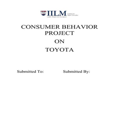 Consumer behaviour - toyota project
