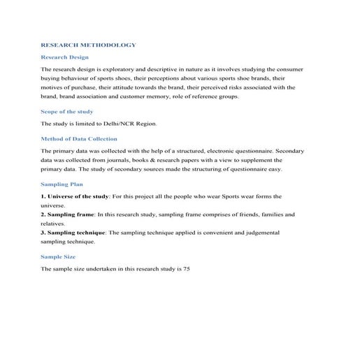 Consumer Behaviour on purchase of NIKE shoes with comparative analysis