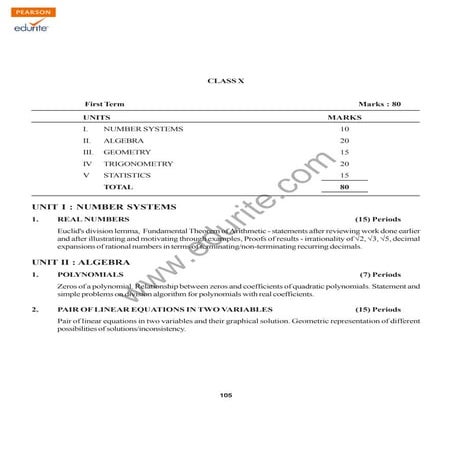 Class 10 Cbse Maths Syllabus 2012