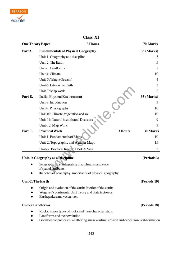 Class 11 Cbse Geography Syllabus 201112