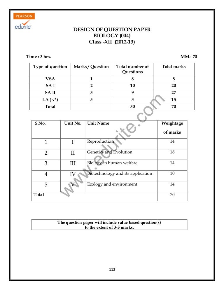 Class 12 cbse biology sample paper 2012 13