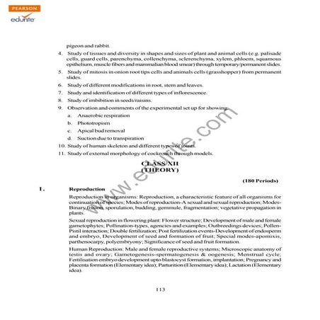 Class 12 Cbse Biology Syllabus 2012-13