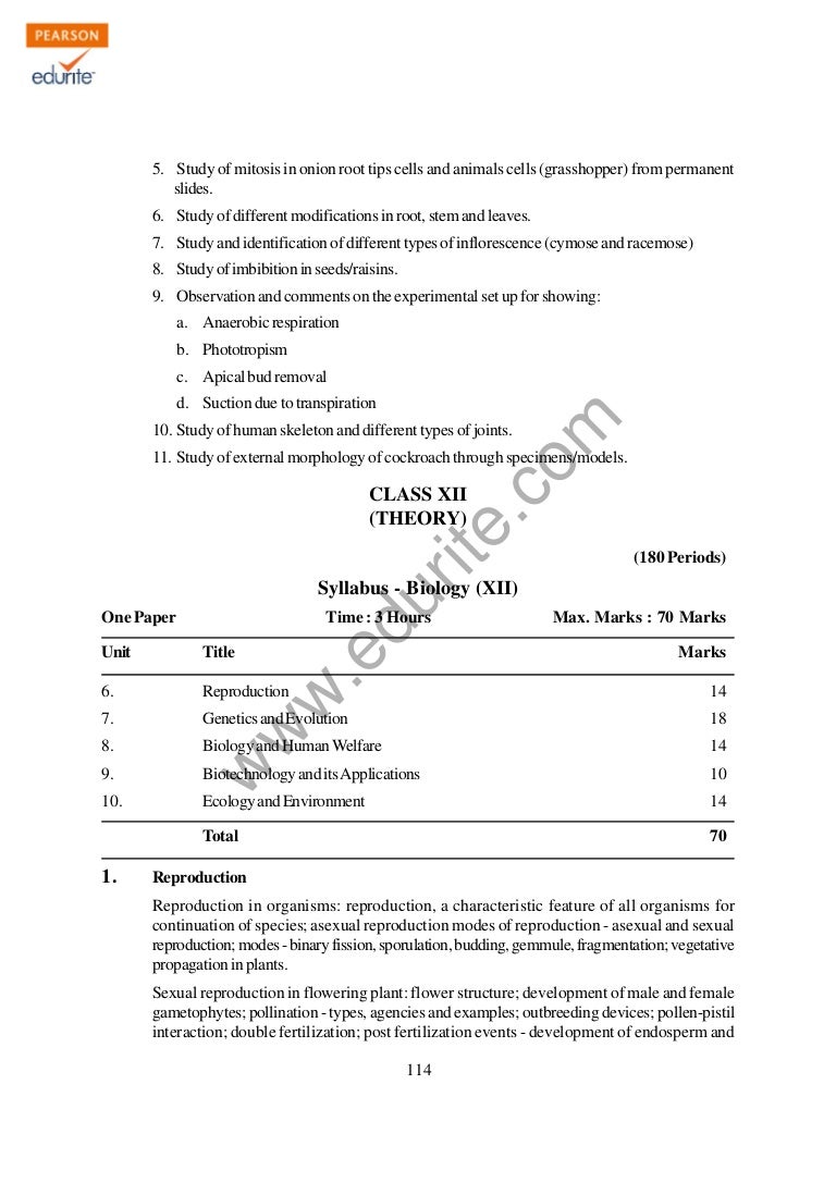 Class 12 Cbse Biology Syllabus 2013 14 Class 12 Cbse Biology Syllabus 2013 14