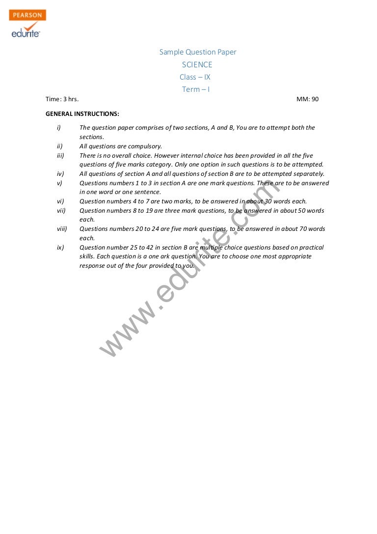 Sample paper for class 9th cbse 2012 science term 1 05 image