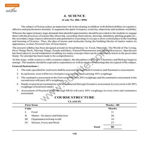 Class 9 Cbse Science Syllabus 2010-11