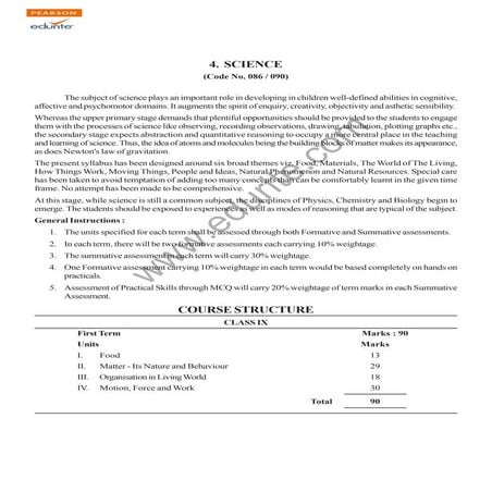 Cbse Class 9 Science Syllabus 2012-13