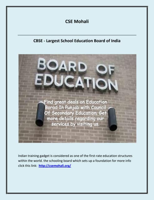 Central Board of Secondary Education (CBSE) | PPT