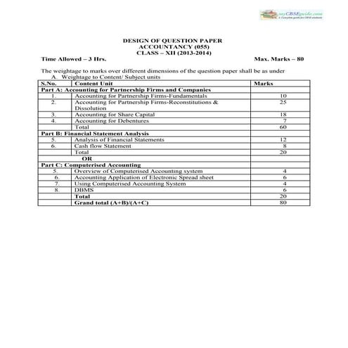 Cbse class 12 accountancy sample paper 1
