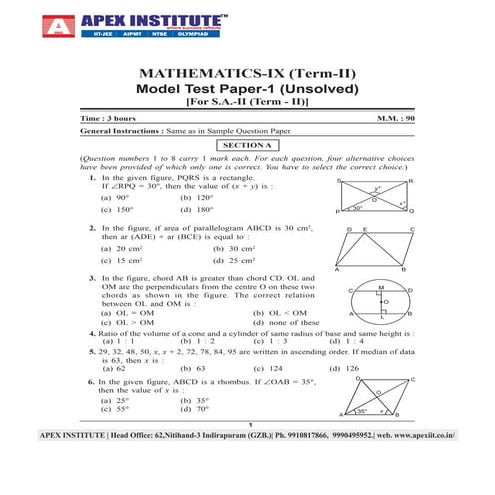 Cbse class ix sample papers for Summative assessment