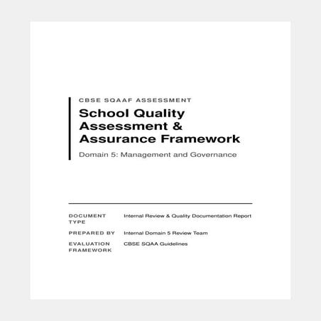 Comprehensive CBSE SQAAF Assessment on School Management and Governance ...