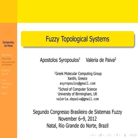 Fuzzy Topological Systems