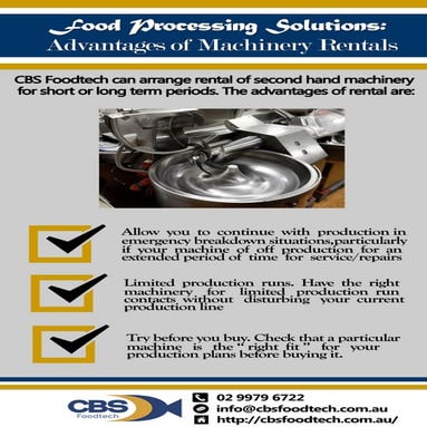 Food Processing Solutions: Advantages of Machinery Rentals