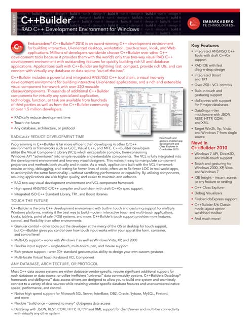 C++Builder 2010 Datasheet
