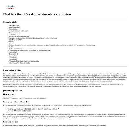 Guía CISCO de redistribución de protocolos de ruteo