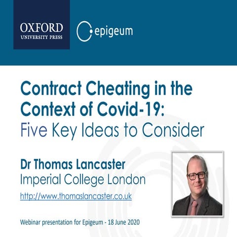 Contract Cheating in the Context of Covid-19: Five Key Ideas to Consider