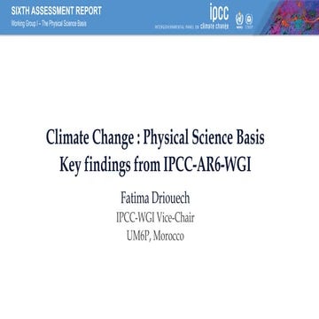 Climate Change : Physical Science Basis Key findings from IPCC-AR6-WGI ...