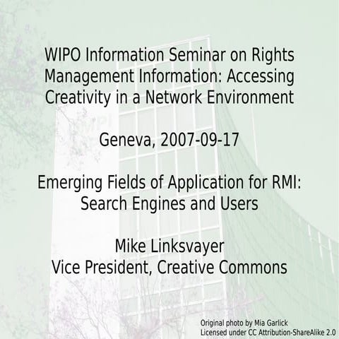 Emerging Fields of Application for RMI: Search Engines and Users