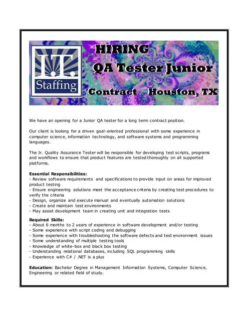 QA Tester Junior