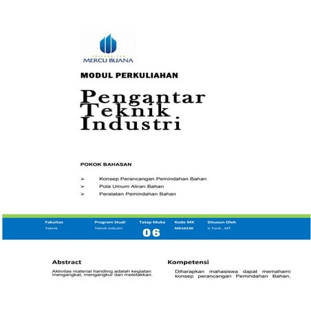 06. Konsep Pola Umum Aliran Bahan, dan Peralatan Pemindahan Bahan