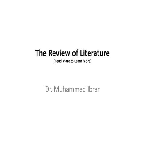 Review and Introduction to Literature Review